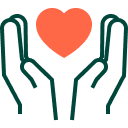 Hands and a heart, symbolizing love and unity