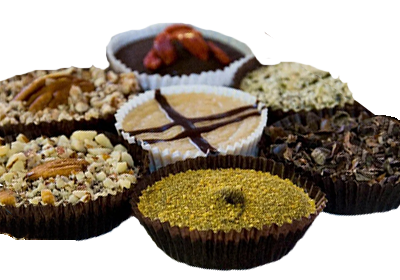 Flowering Cacao's assortment of artisan, raw chocolate cups